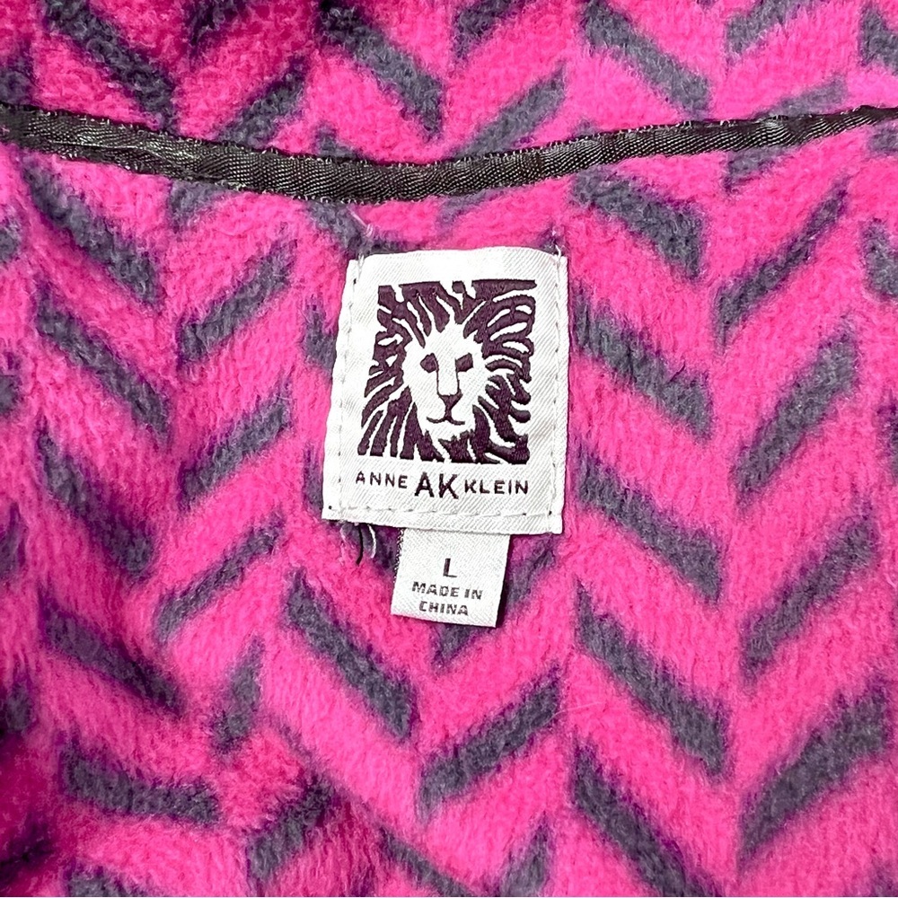 Anne Klein Sleep Lounge Fleece Set Pink Gray Herringbone Print Women’s Large - Picture 6 of 12